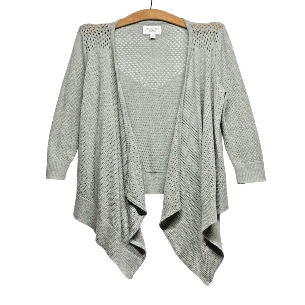 AMERICAN EAGLE Gray Open Front Cardigan Knit Drape Wrap Boho Chic Sweater Medium